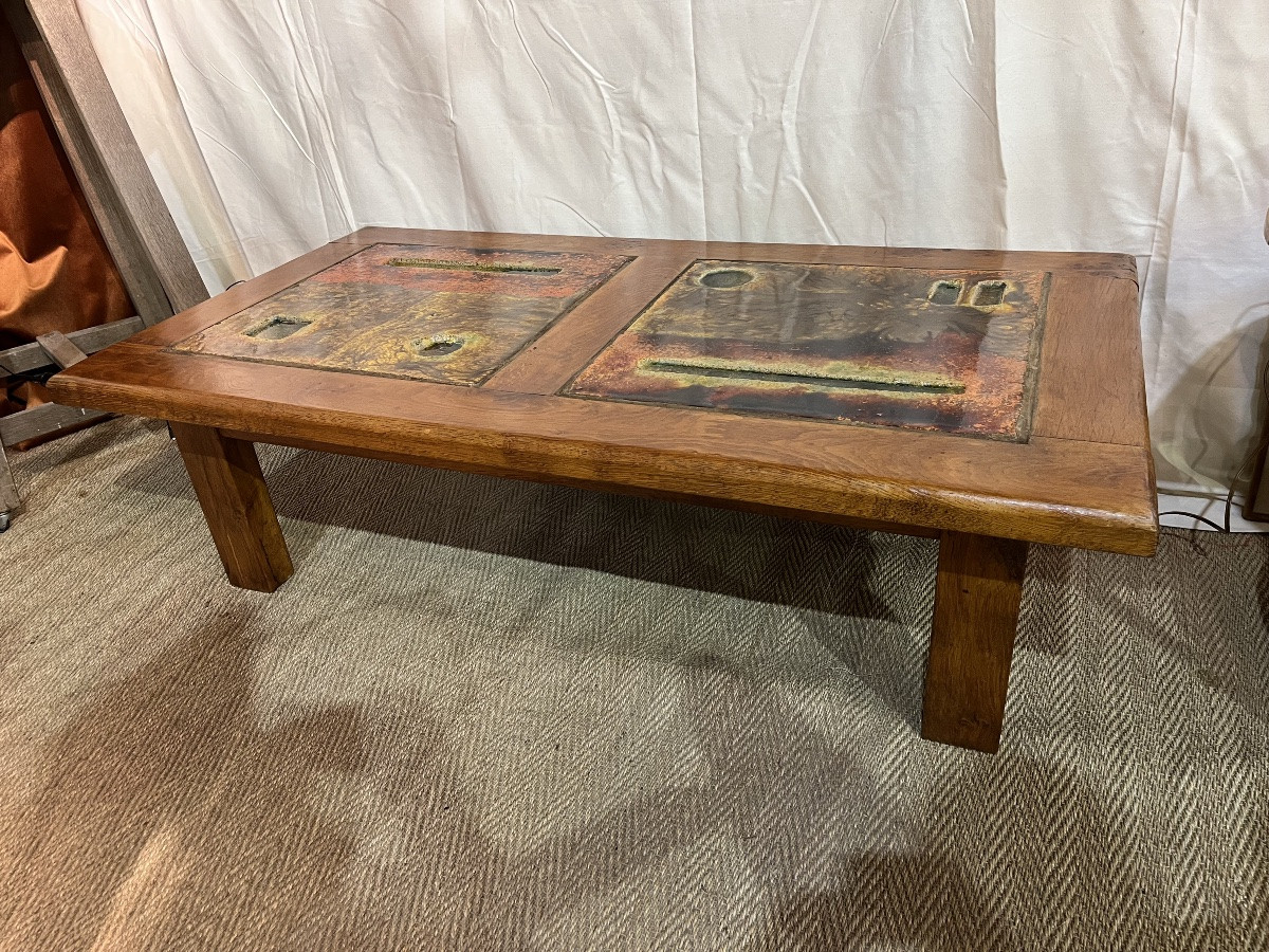 Coffee Table In Lava Stone By The Cloutiers Brothers, 1950s-photo-1