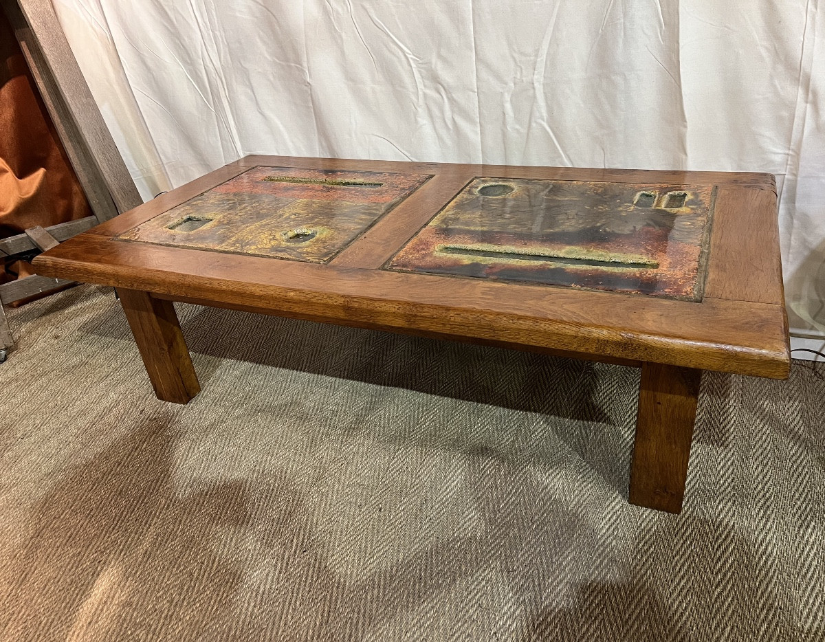 Coffee Table In Lava Stone By The Cloutiers Brothers, 1950s