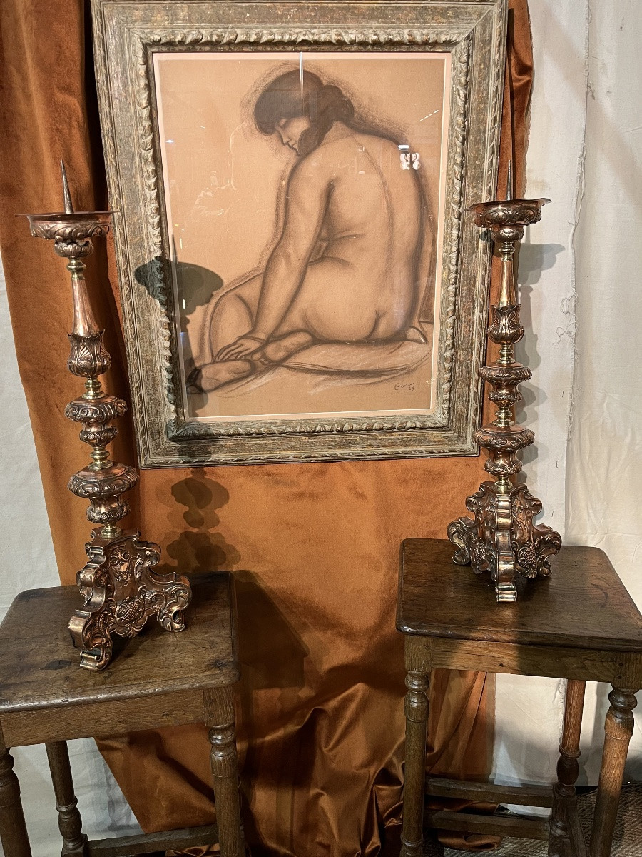 Paire de tabourets de chantres  d’époque XVIIe-photo-5