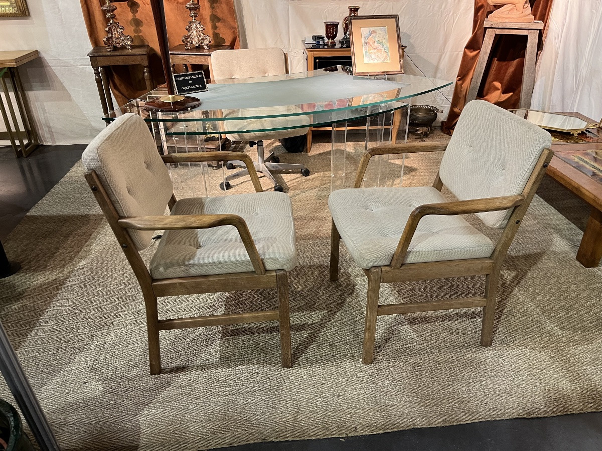 Pair Of Oak Armchairs From The 1970s-photo-4