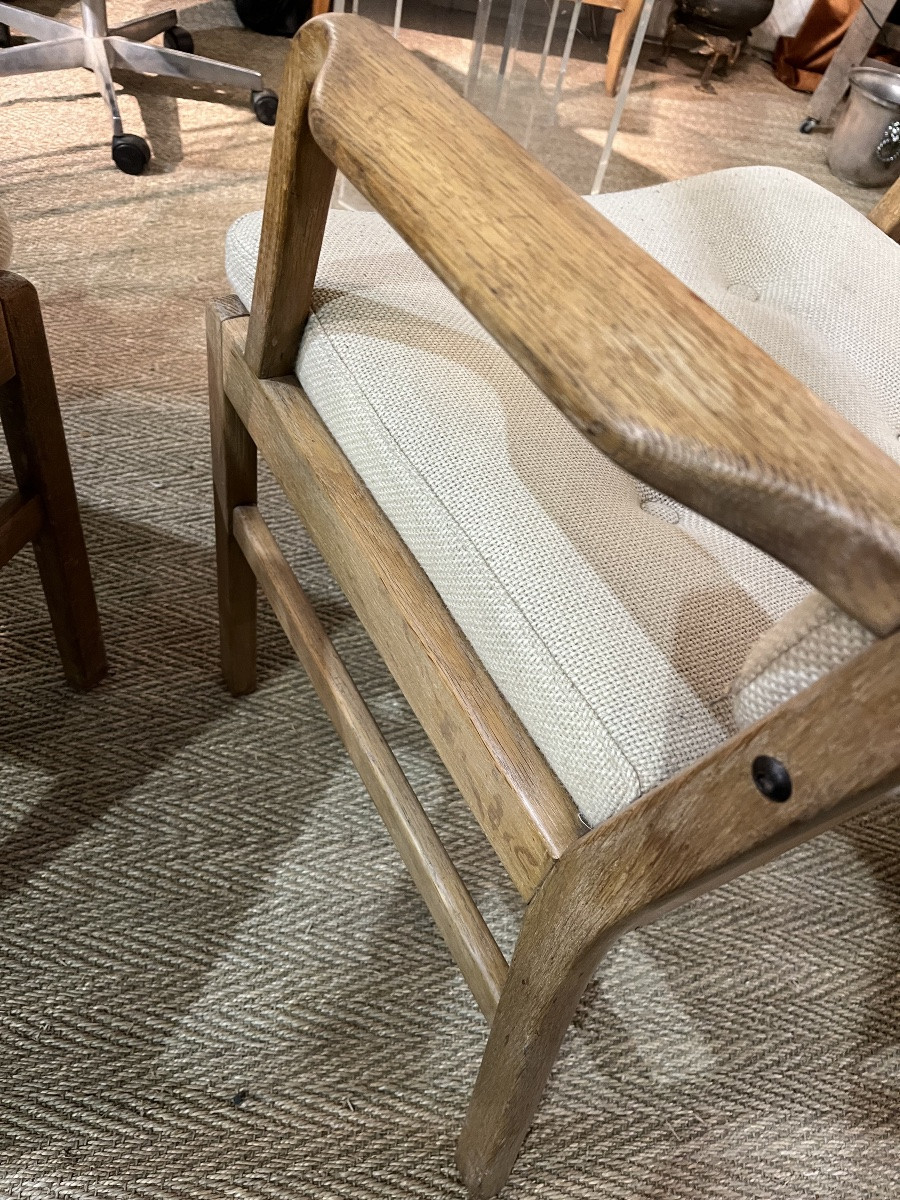 Pair Of Oak Armchairs From The 1970s-photo-2