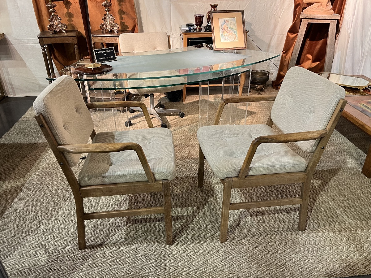 Pair Of Oak Armchairs From The 1970s