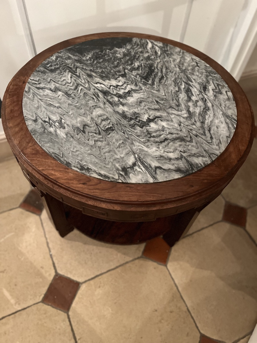 Guéridon asiatique dessus marbre en acajou XIXe-photo-2