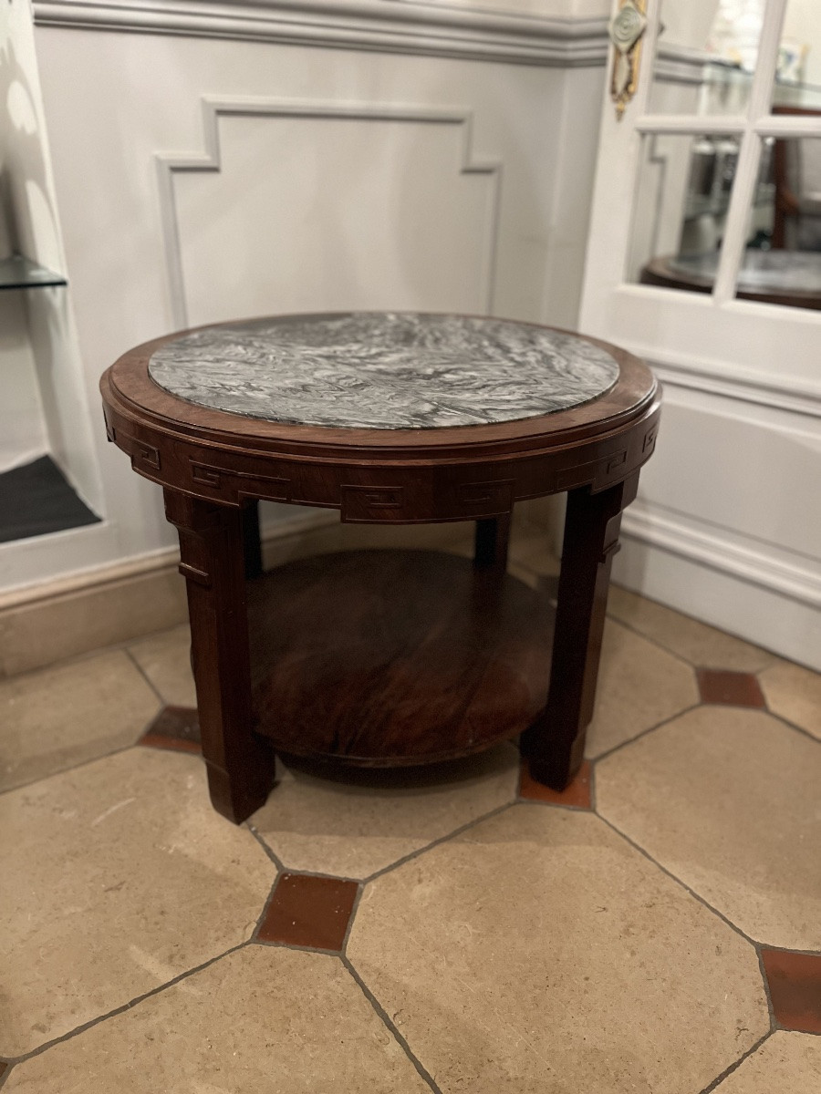 Guéridon asiatique dessus marbre en acajou XIXe-photo-2