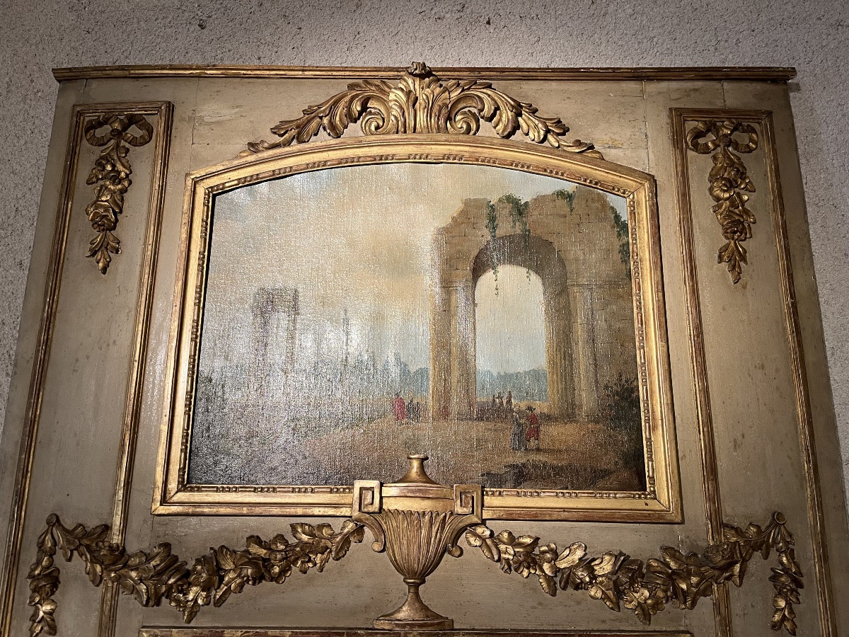 18th-century Lacquered And Gilded Wooden Trumeau-photo-2