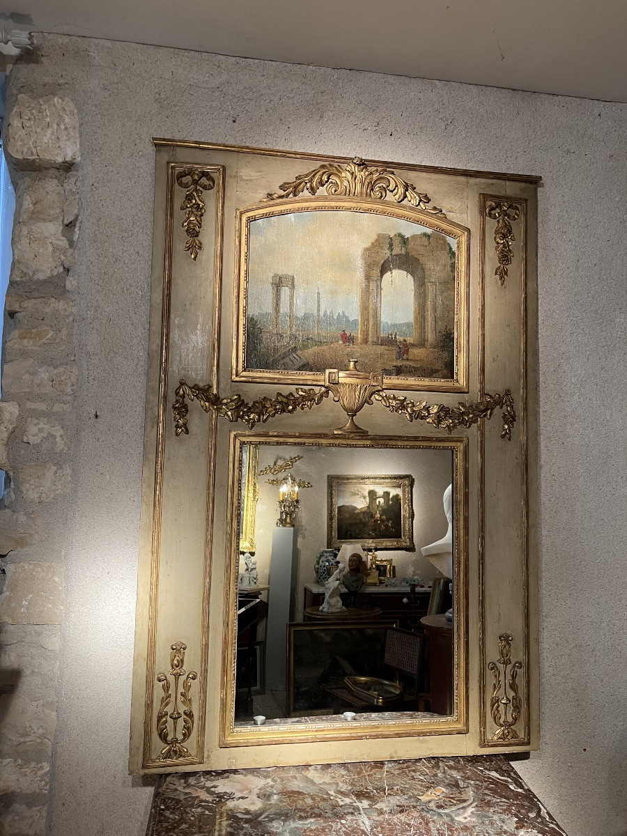 18th-century Lacquered And Gilded Wooden Trumeau-photo-2