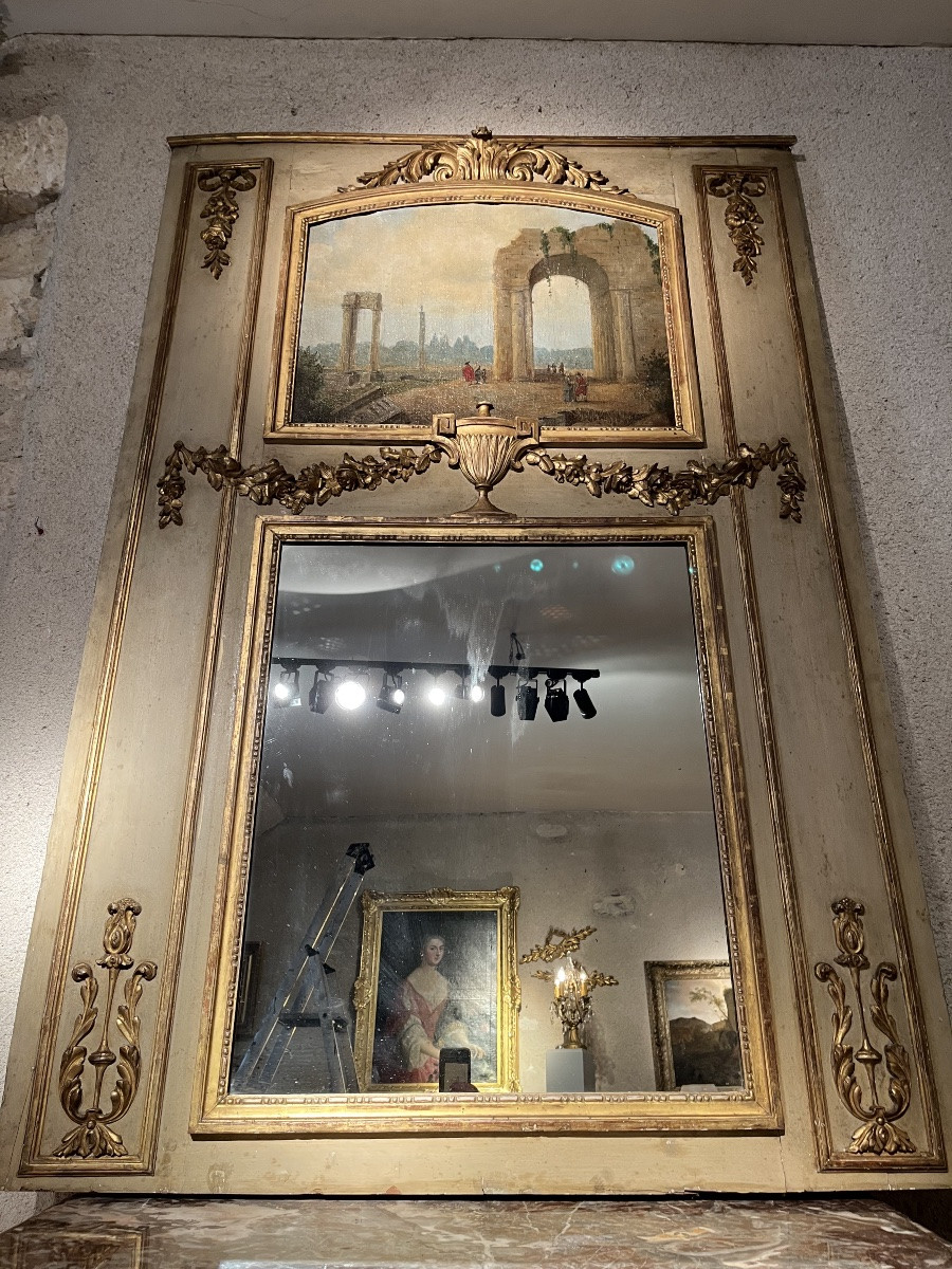 18th-century Lacquered And Gilded Wooden Trumeau-photo-5