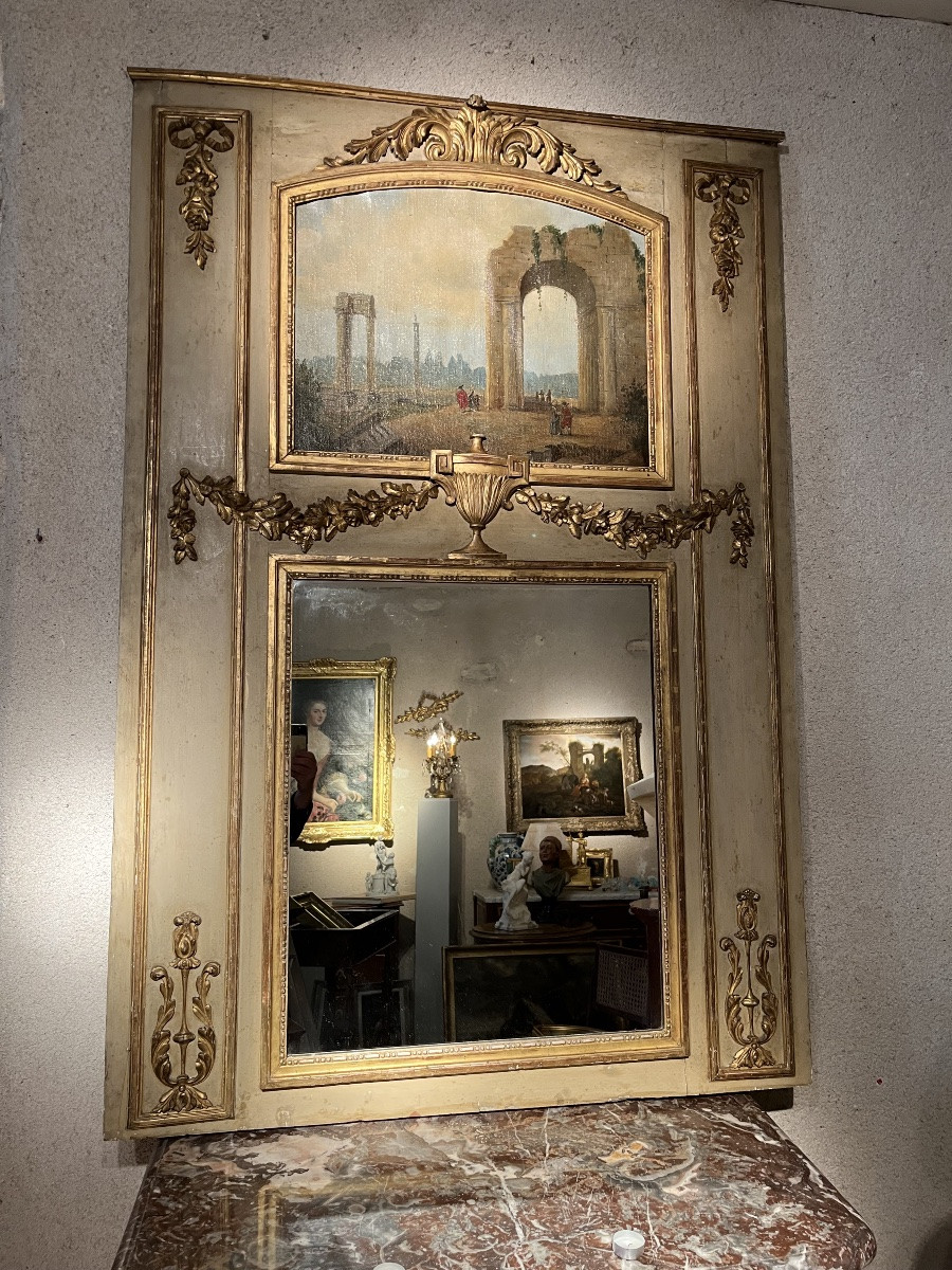 18th-century Lacquered And Gilded Wooden Trumeau-photo-6