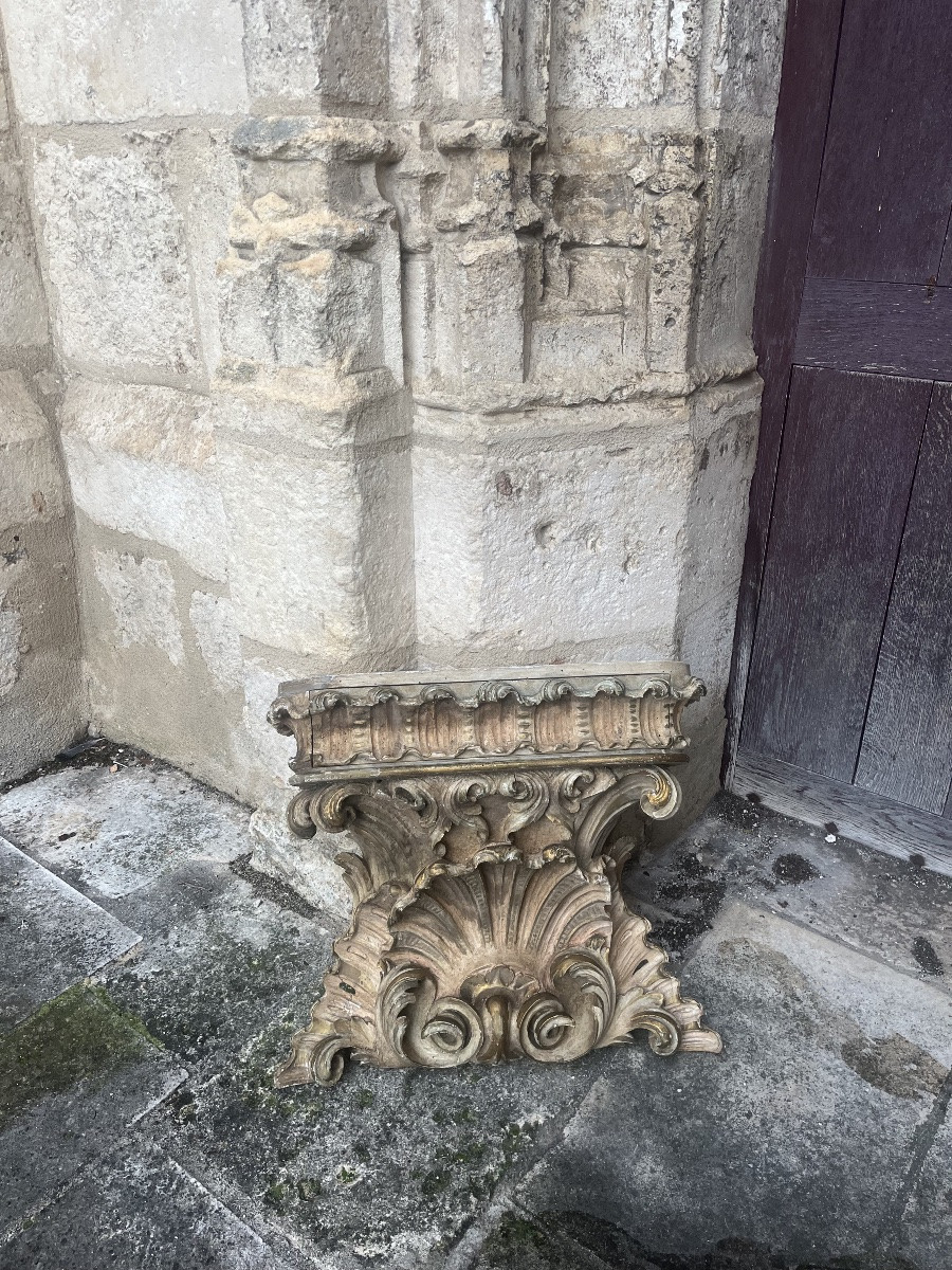 19th Century Patinated Wooden Wall Console -photo-4