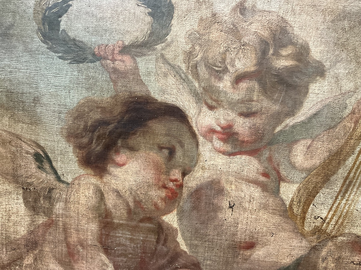 Haut de porte XVIIIe - Chérubins -photo-3