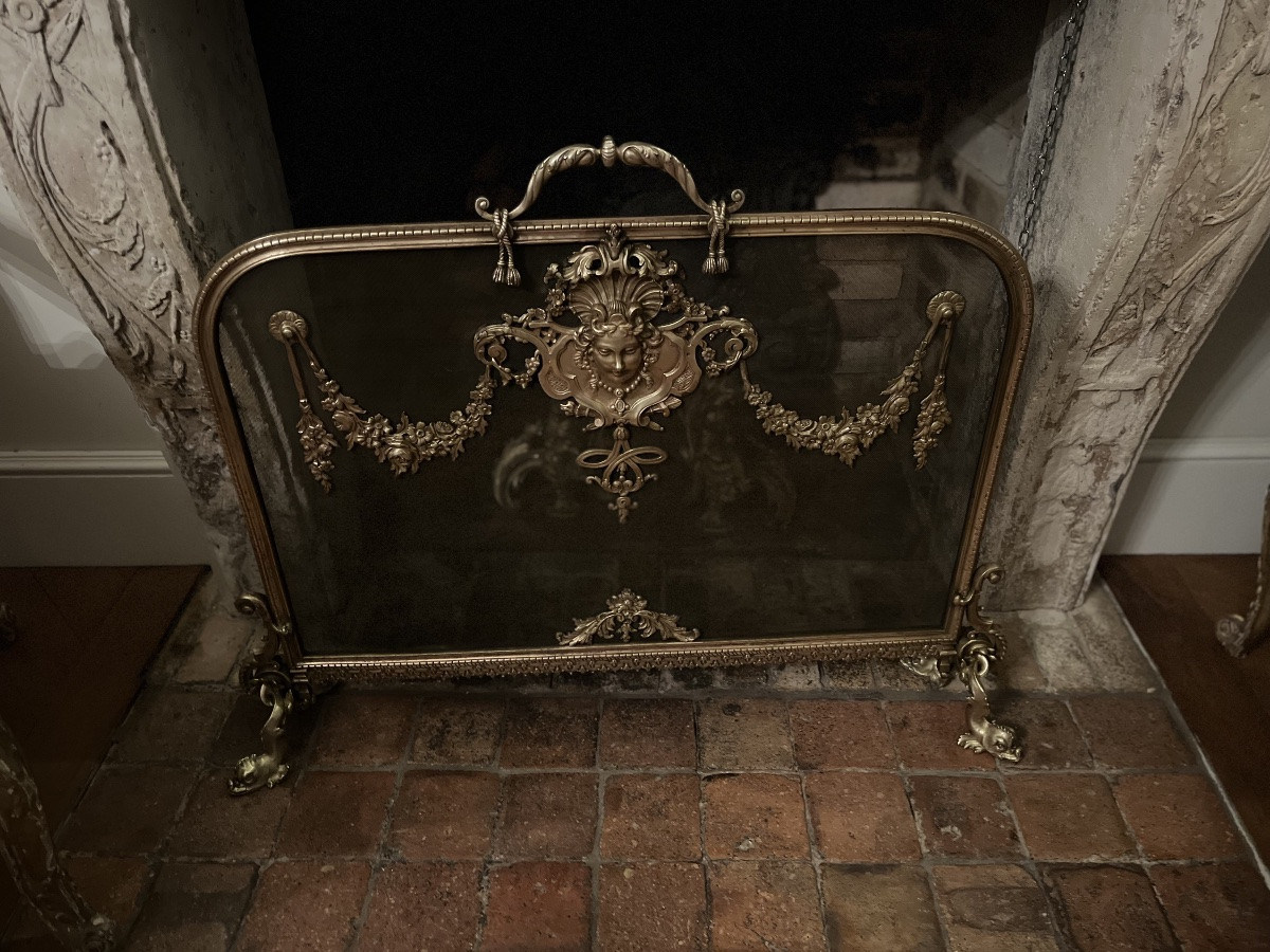 Pare  - étincelle en bronze à décor de masque de femme NIII-photo-4