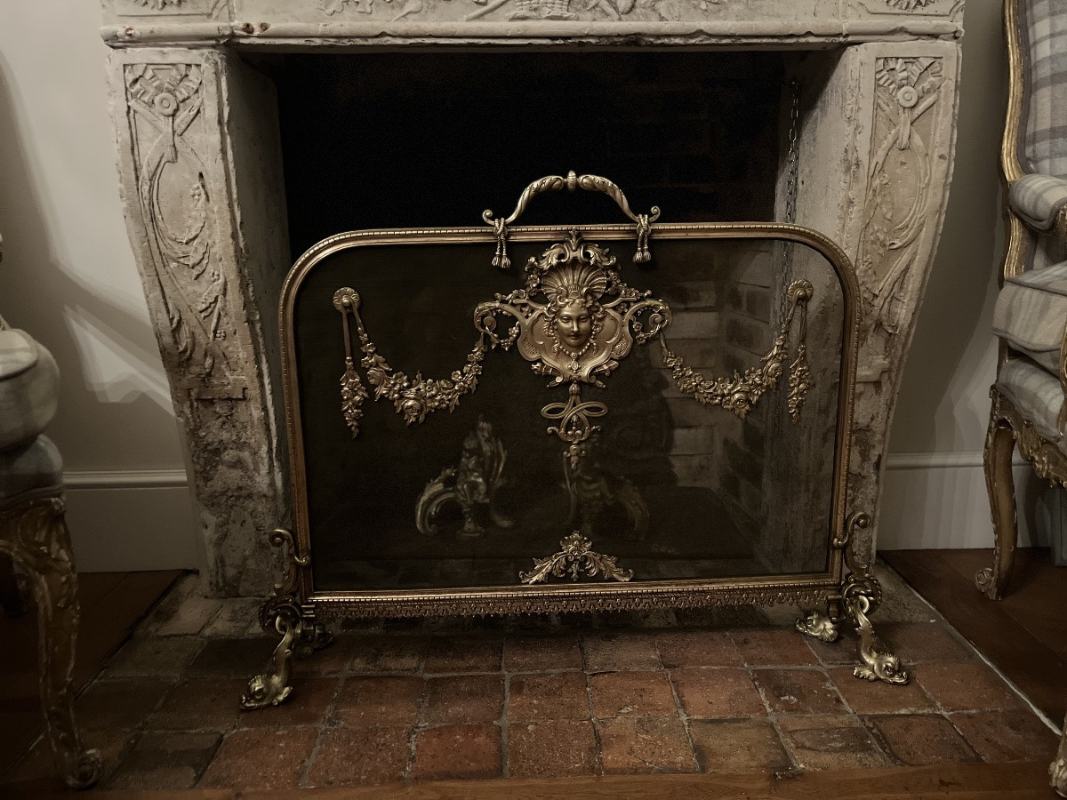 Pare  - étincelle en bronze à décor de masque de femme NIII-photo-4