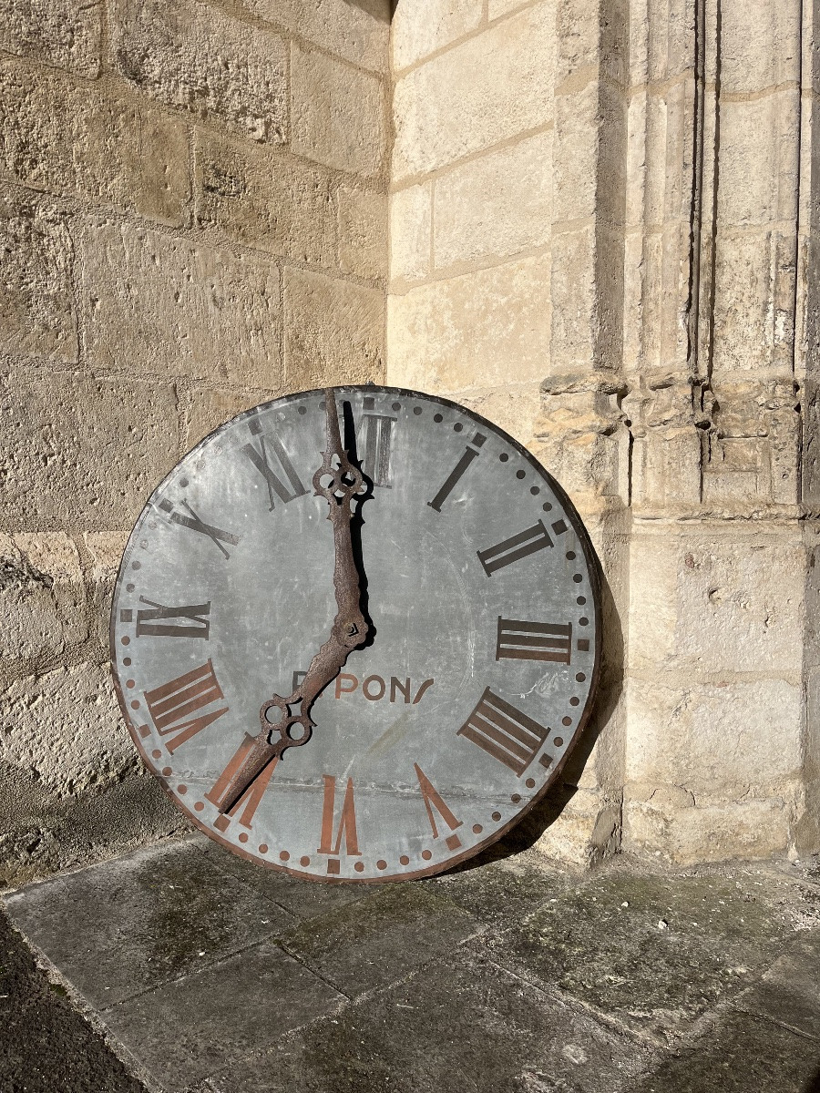 Cadran d’horloge d’église en zinc XIXe-photo-3