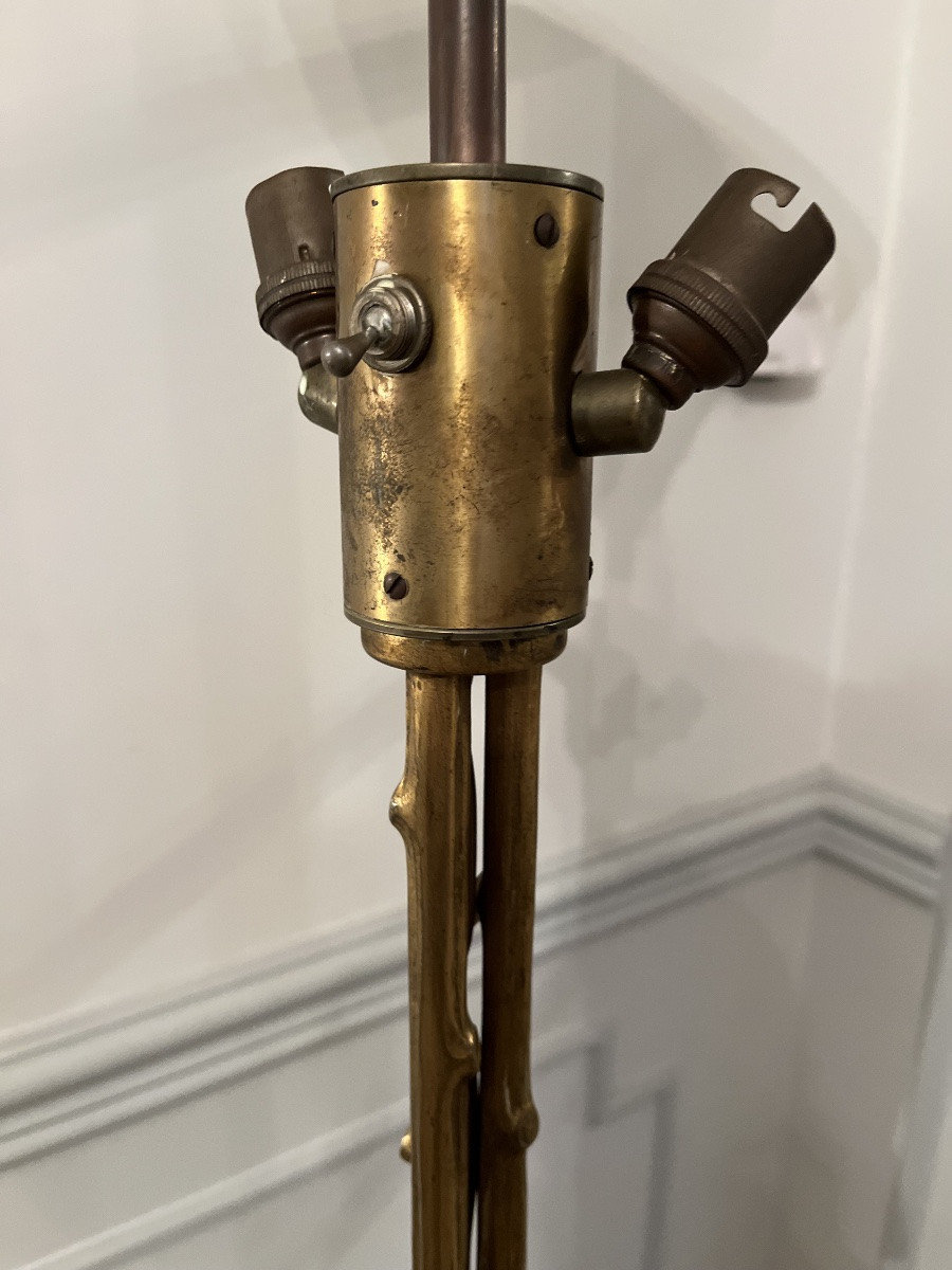 Lampadaire de parquet en bronze façon faux bambou de la maison bagues -photo-2