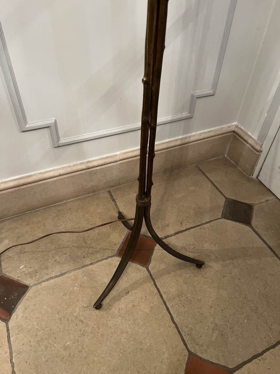 Lampadaire de parquet en bronze façon faux bambou de la maison bagues -photo-3