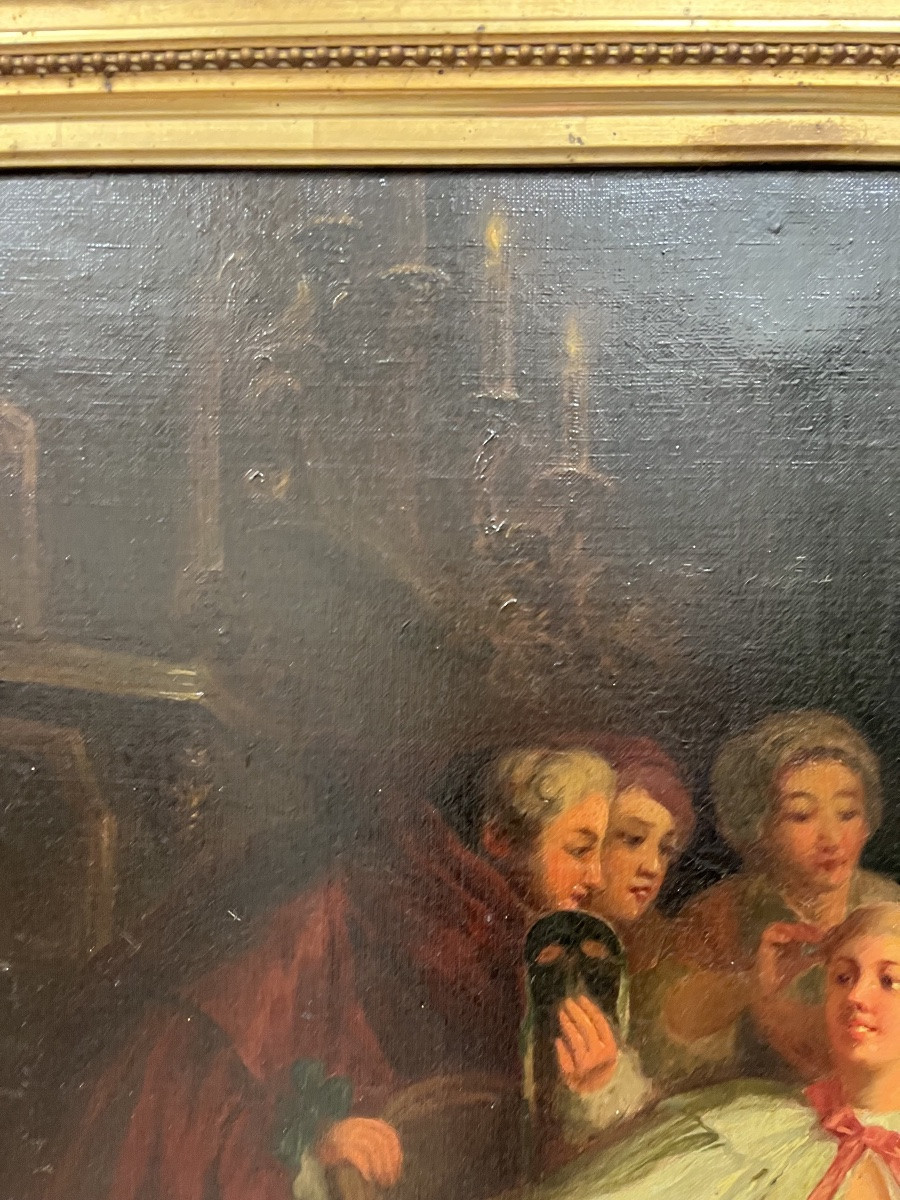 Huile sur toile avant le bal d’après jean Francois de Troy-photo-3