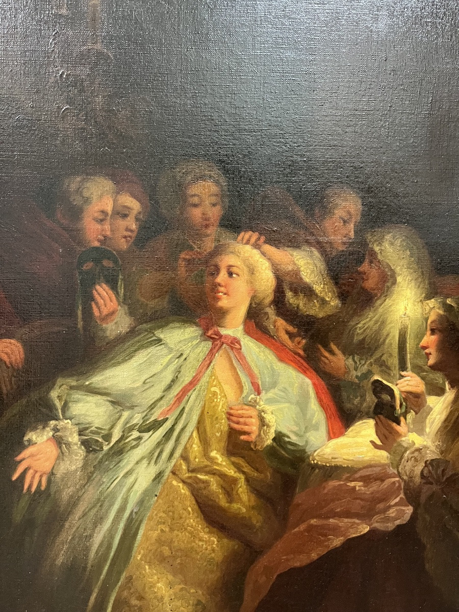 Huile sur toile avant le bal d’après jean Francois de Troy-photo-4