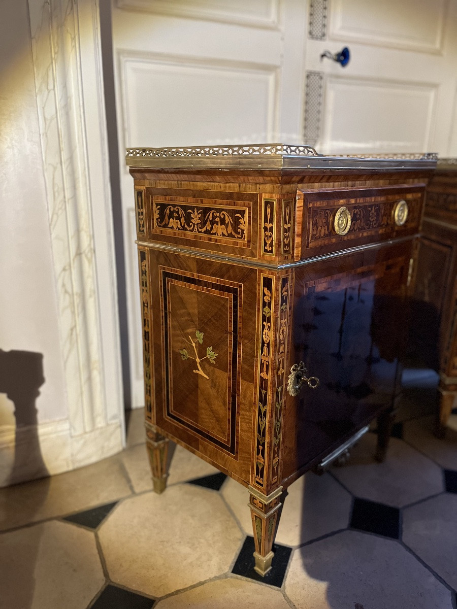 Paire de commodes  en marqueterie - Italie XVIIIe-photo-3