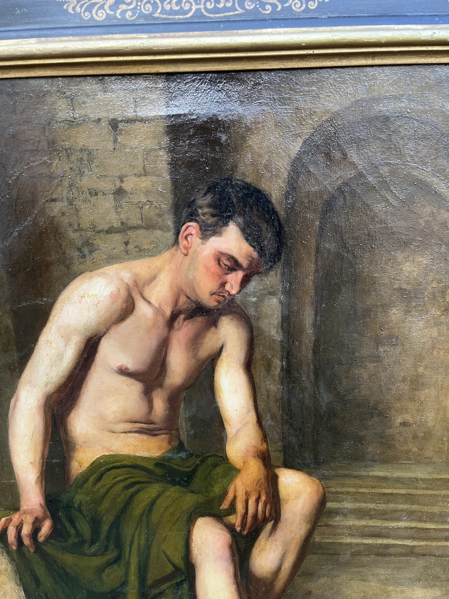 Young Man In Chains - Oil On Canvas Signed Delord 1900-photo-2
