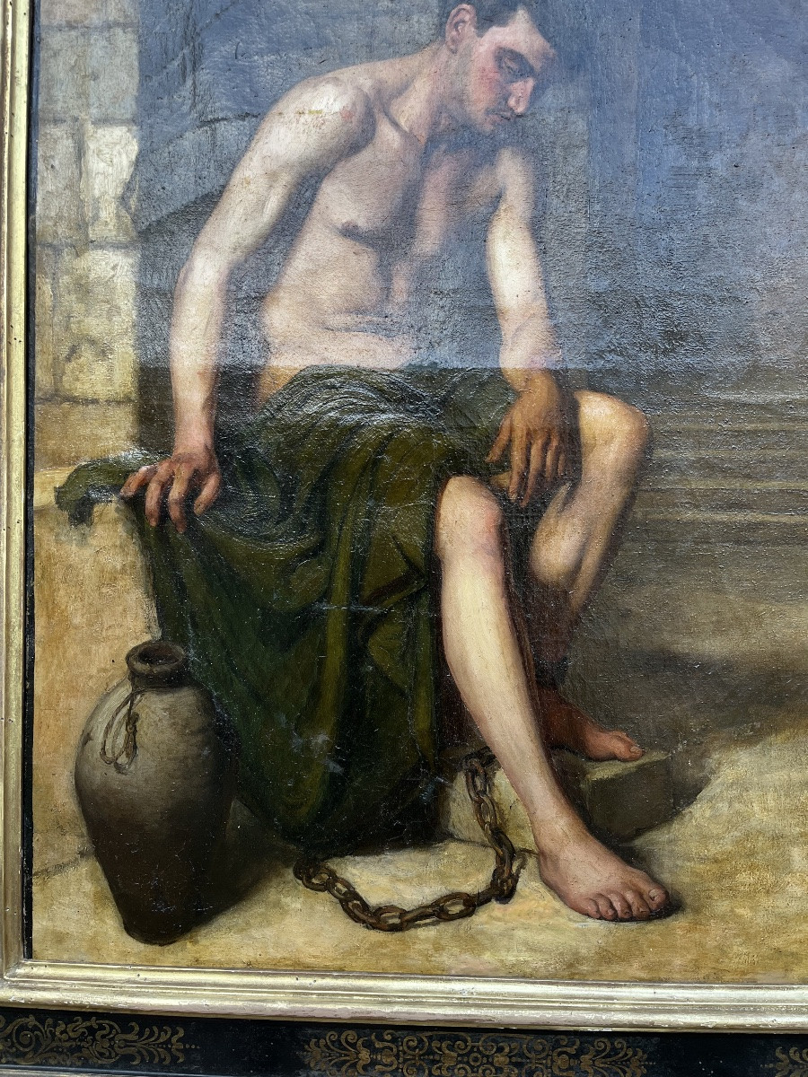 Young Man In Chains - Oil On Canvas Signed Delord 1900-photo-3