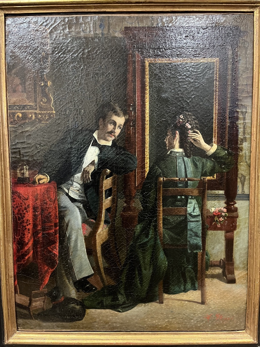 The Conversation - Oil On Canvas Signed Luciano Nezzo -photo-1