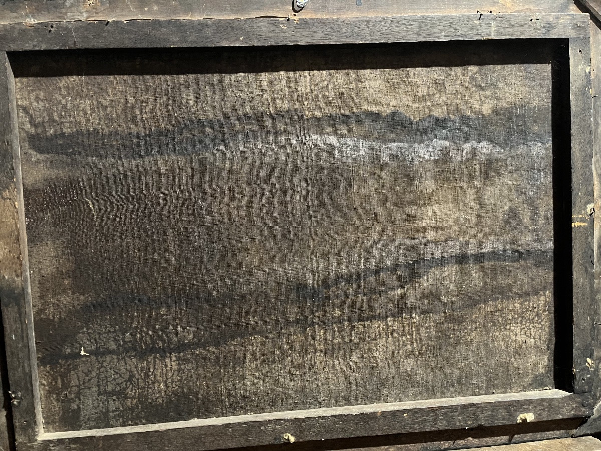 The Trapped Badger - Oil On Canvas, 18th Century-photo-1