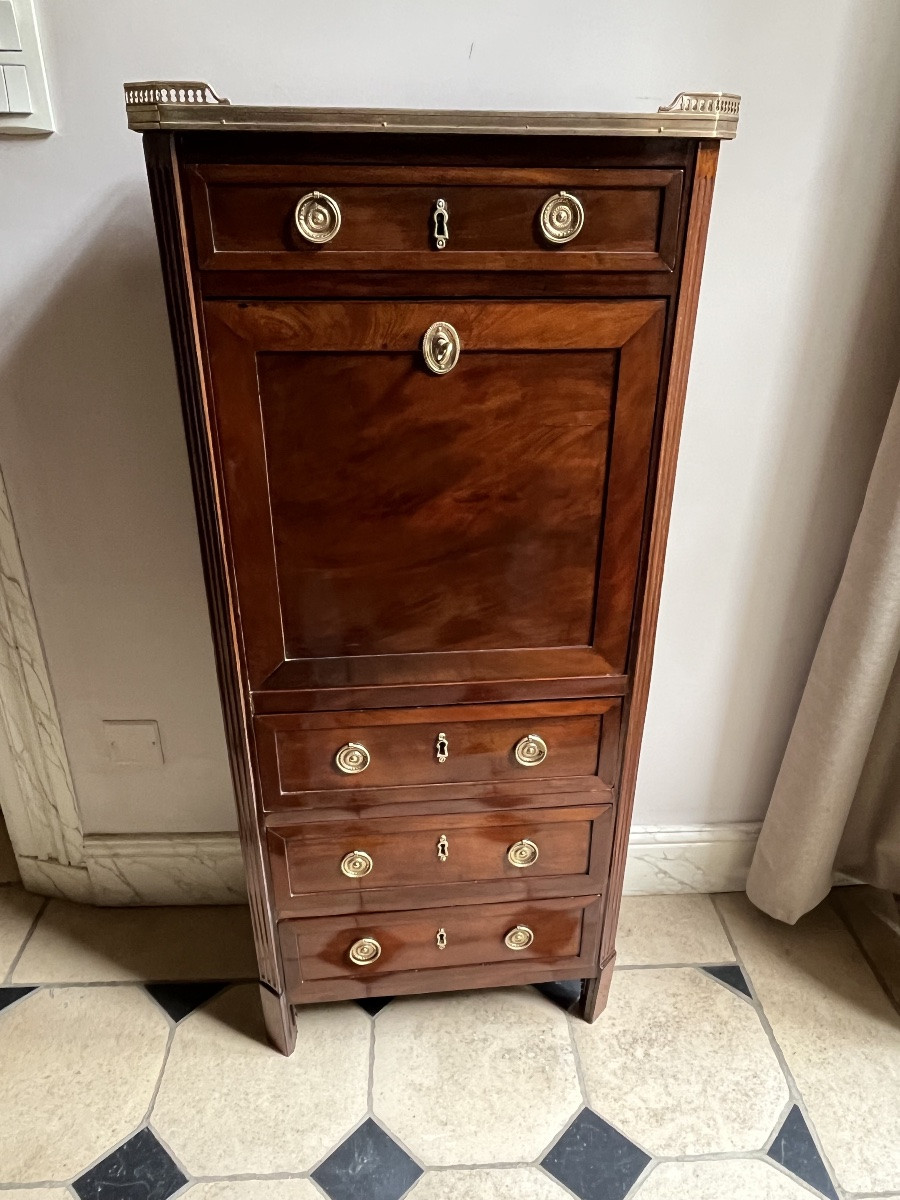 Small Mahogany Lady's Secretary Desk, Louis XVI Period -photo-4