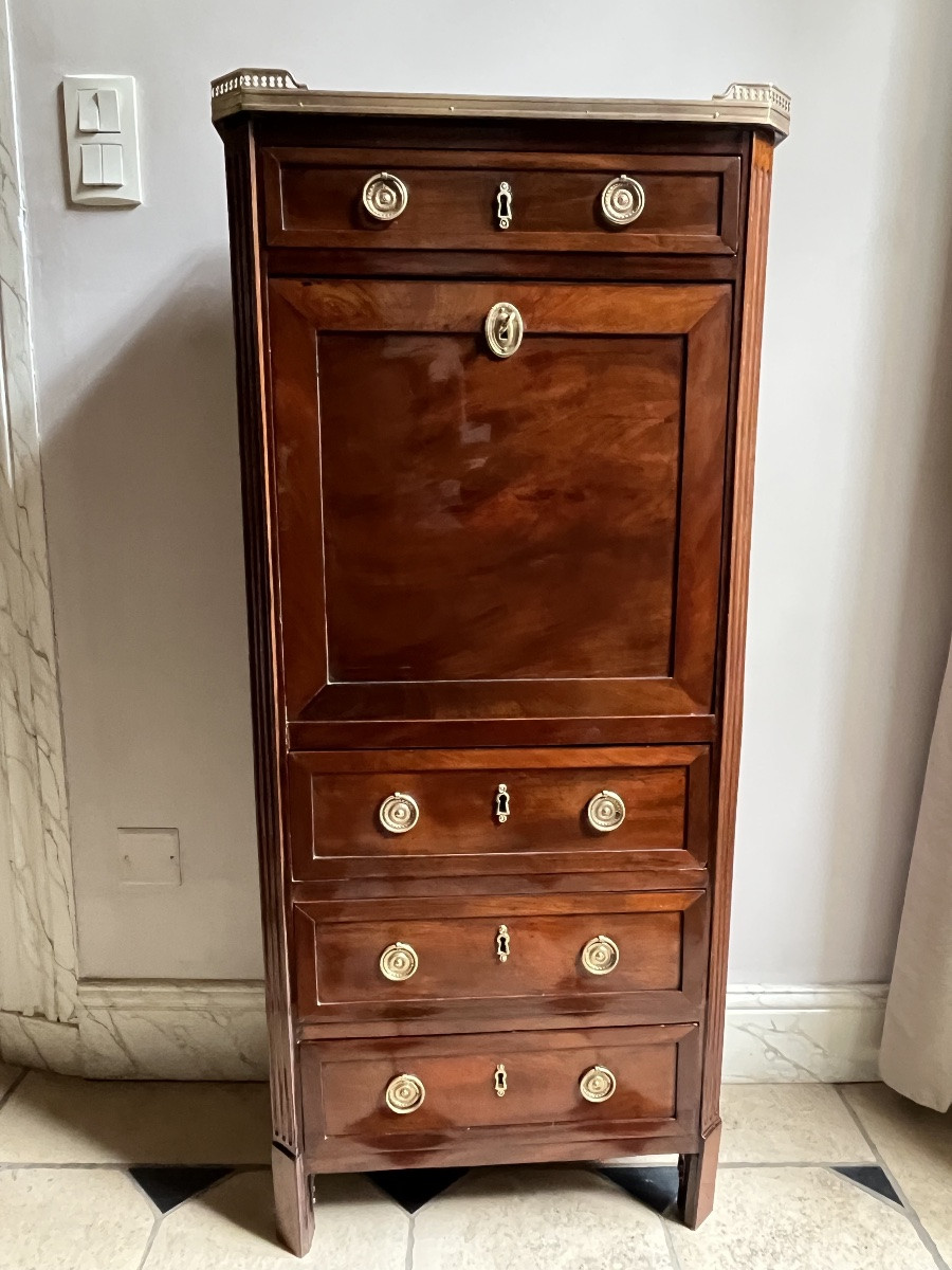 Small Mahogany Lady's Secretary Desk, Louis XVI Period -photo-2