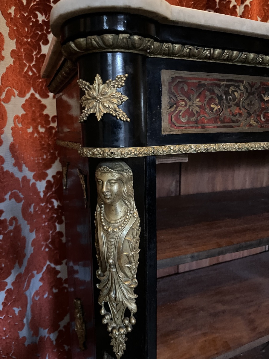 Meuble d’appui Napoléon III en marqueterie Boulle -photo-5