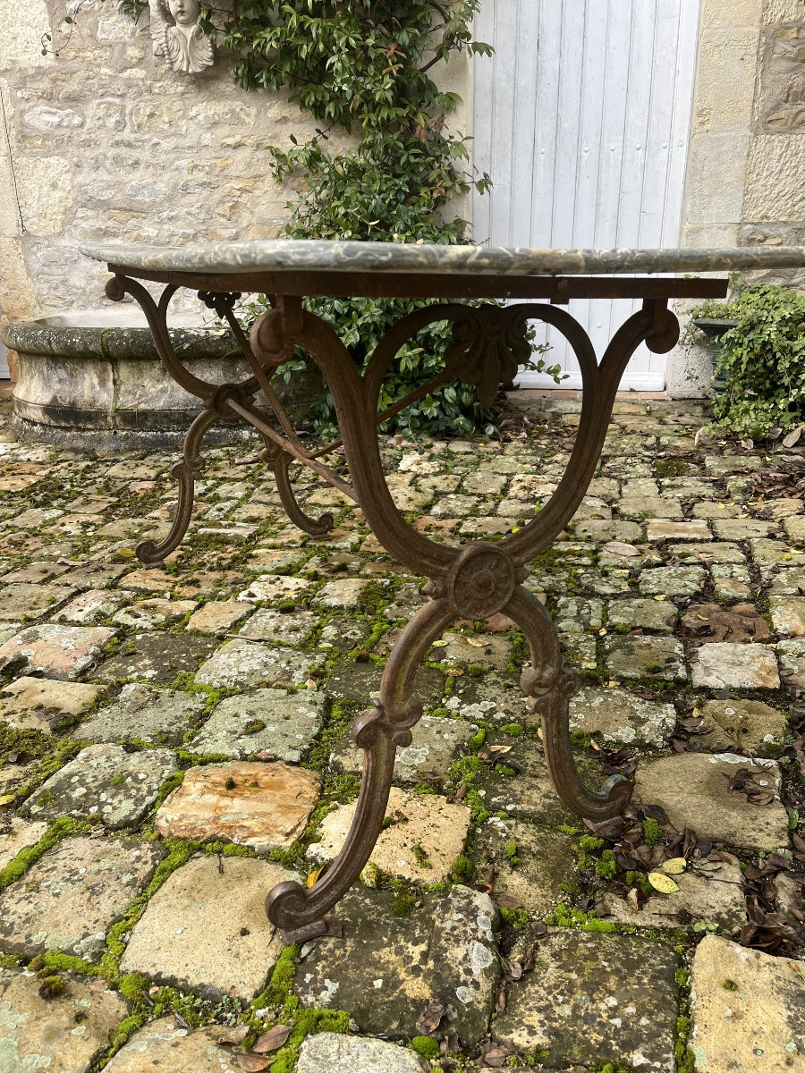 Grande table de bistrot - pied en fonte XIXe -photo-3