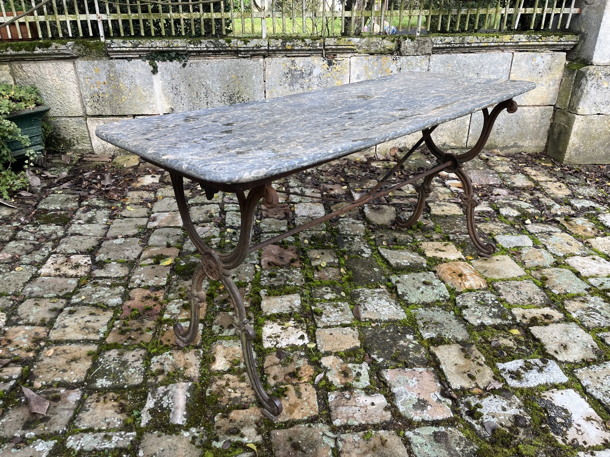 Grande table de bistrot - pied en fonte XIXe -photo-1