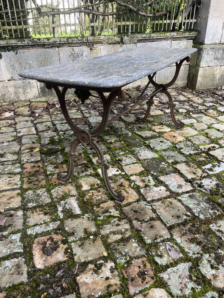Grande table de bistrot - pied en fonte XIXe -photo-3