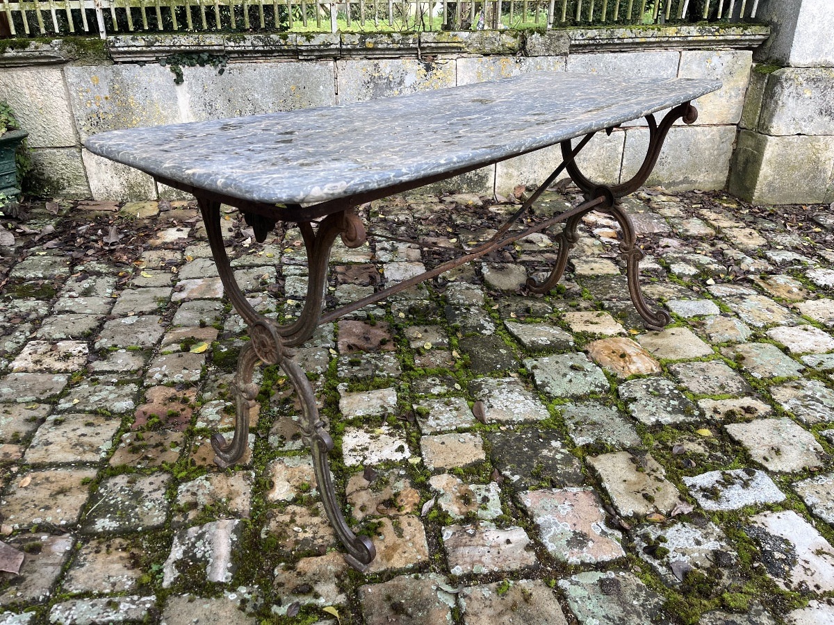 Grande table de bistrot - pied en fonte XIXe -photo-5