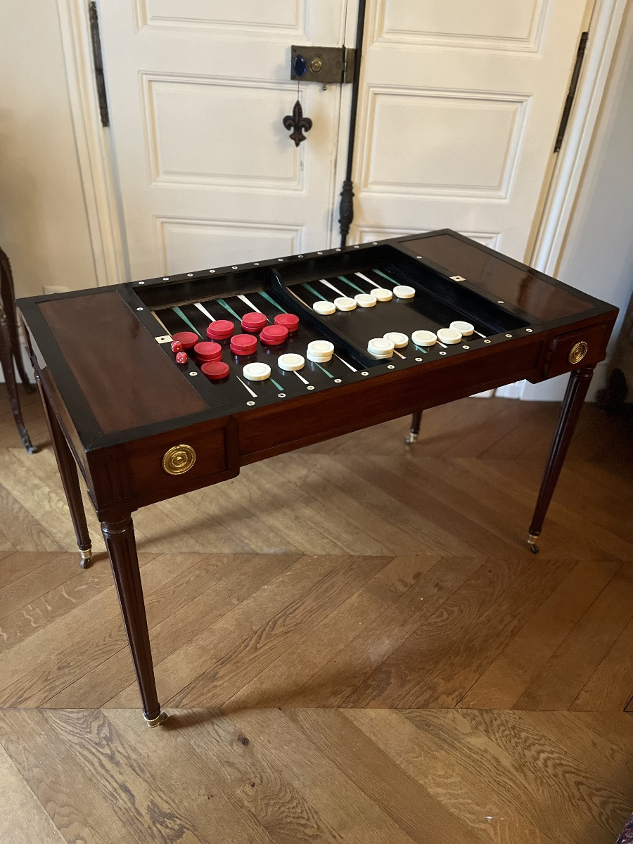 Table à jeux tric-trac d’époque Louis XVI -photo-4