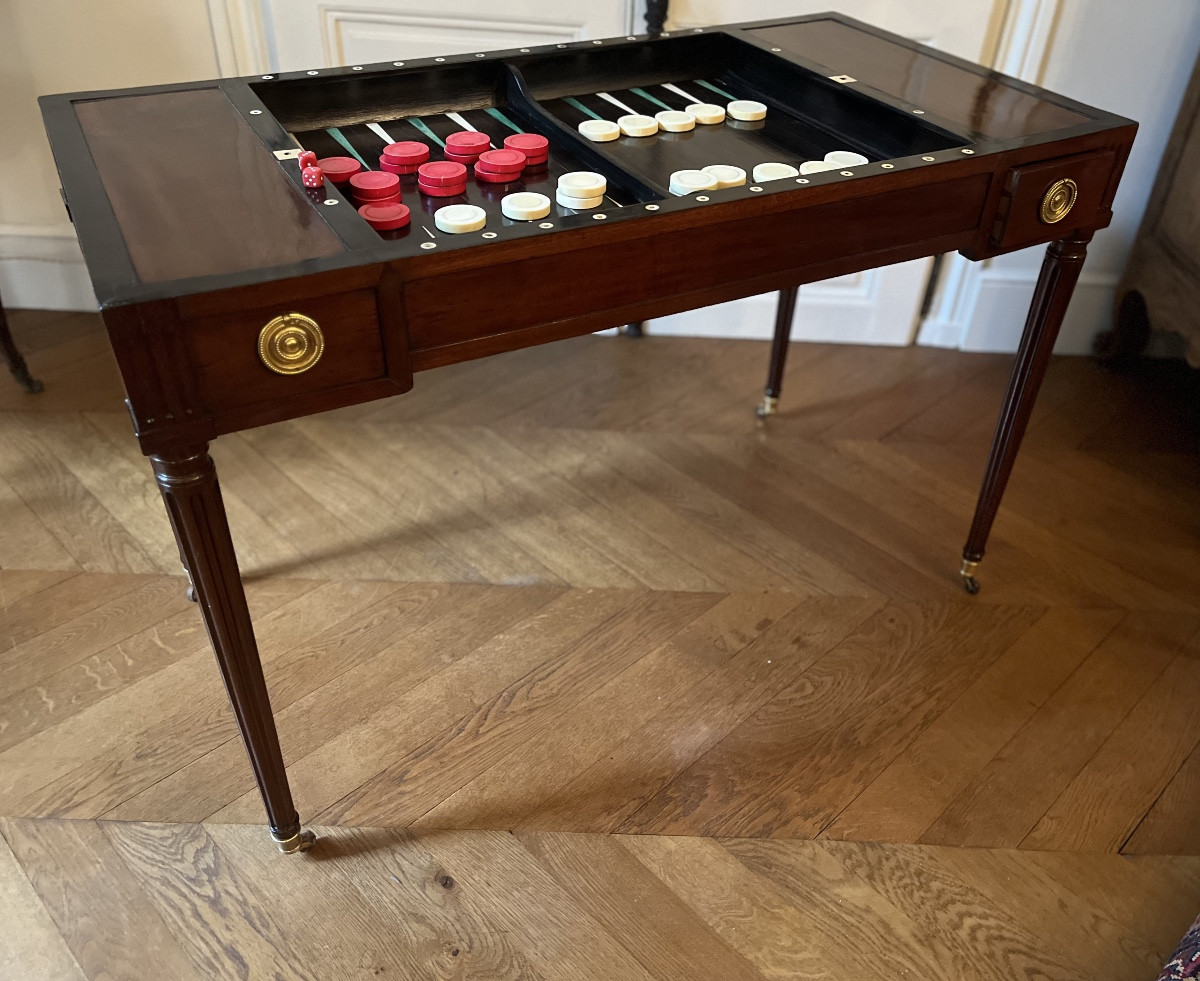 Table à jeux tric-trac d’époque Louis XVI 