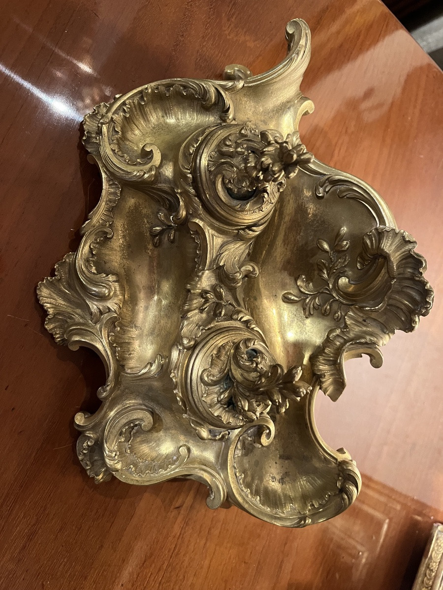 Encrier en bronze doré de style Rocaille - maison Milet  1856-1918-photo-2