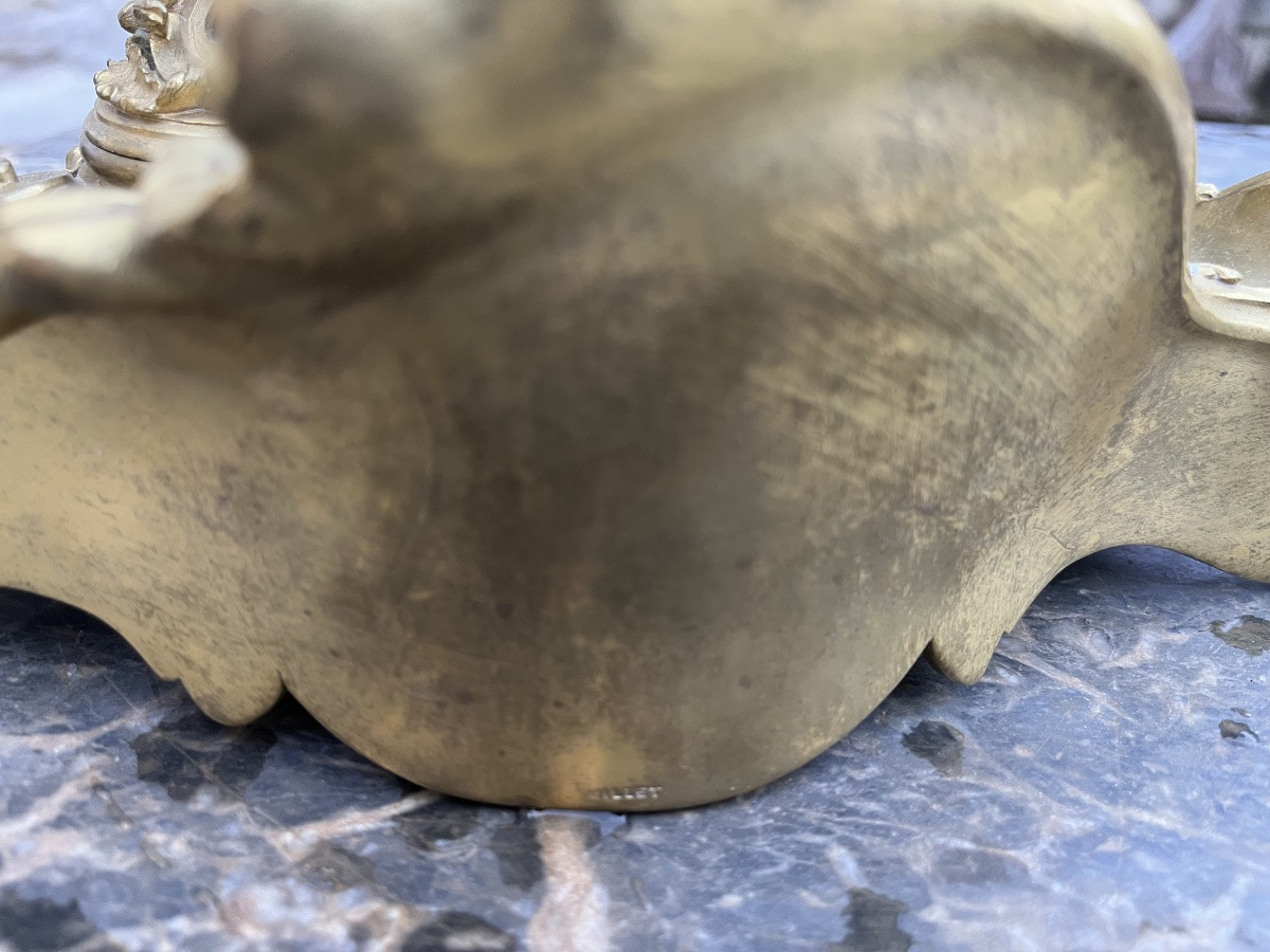 Encrier en bronze doré de style Rocaille - maison Milet  1856-1918-photo-4