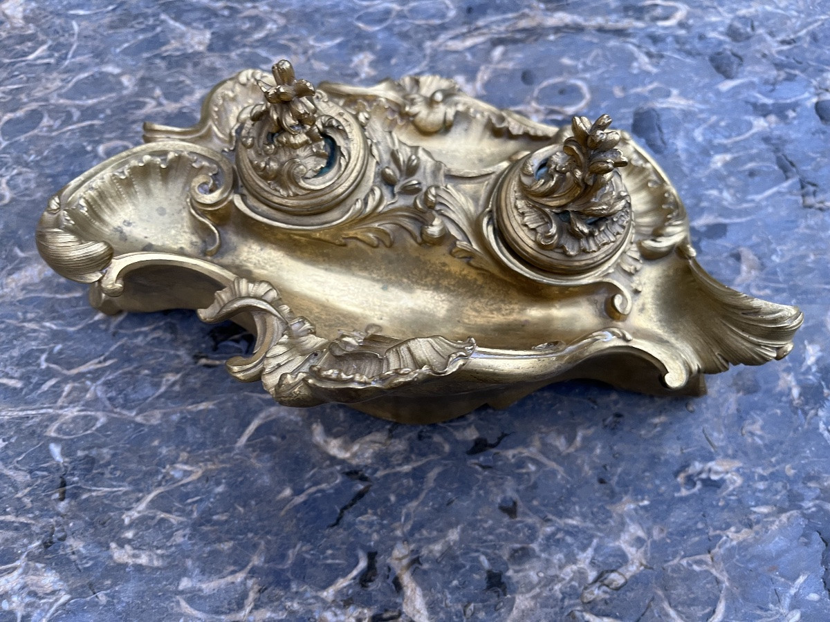 Encrier en bronze doré de style Rocaille - maison Milet  1856-1918-photo-4