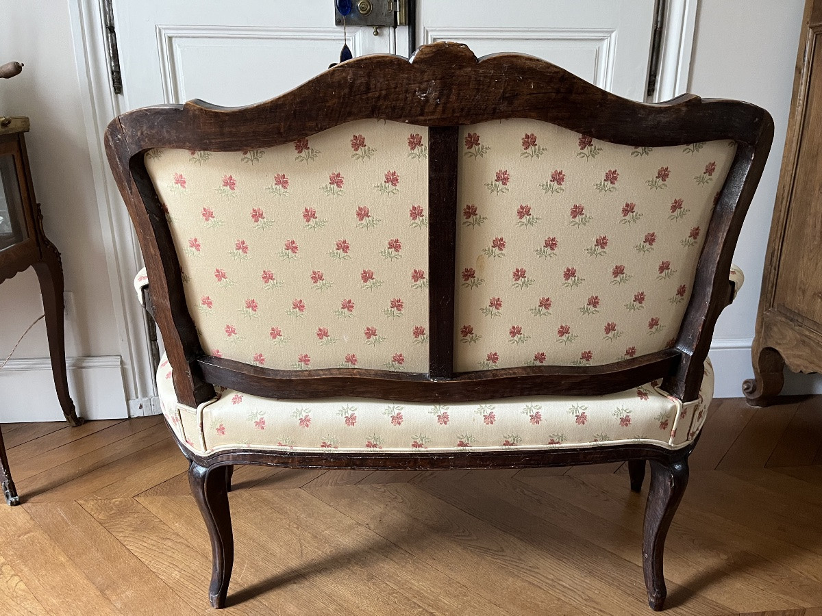 Petit canapé en bois naturel d’époque XVIIIe-photo-2