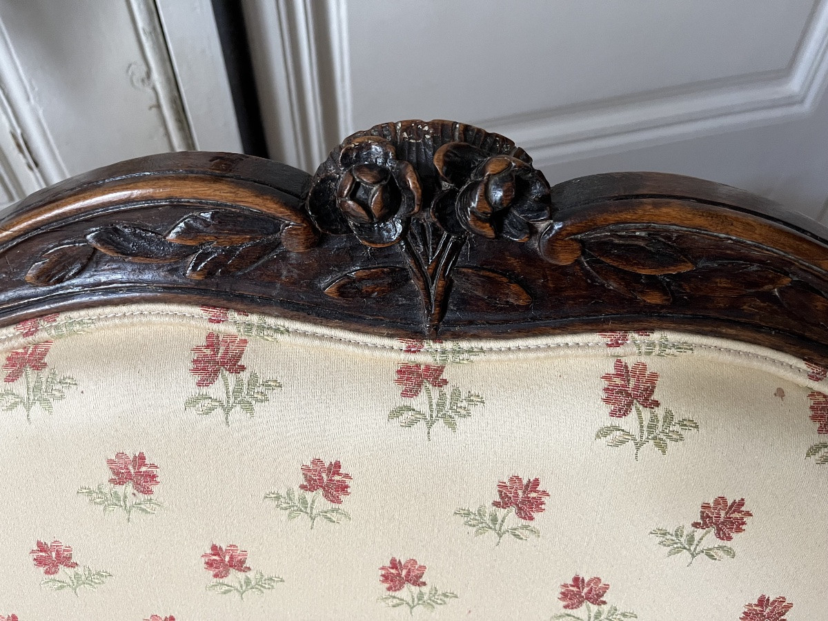 Petit canapé en bois naturel d’époque XVIIIe-photo-3