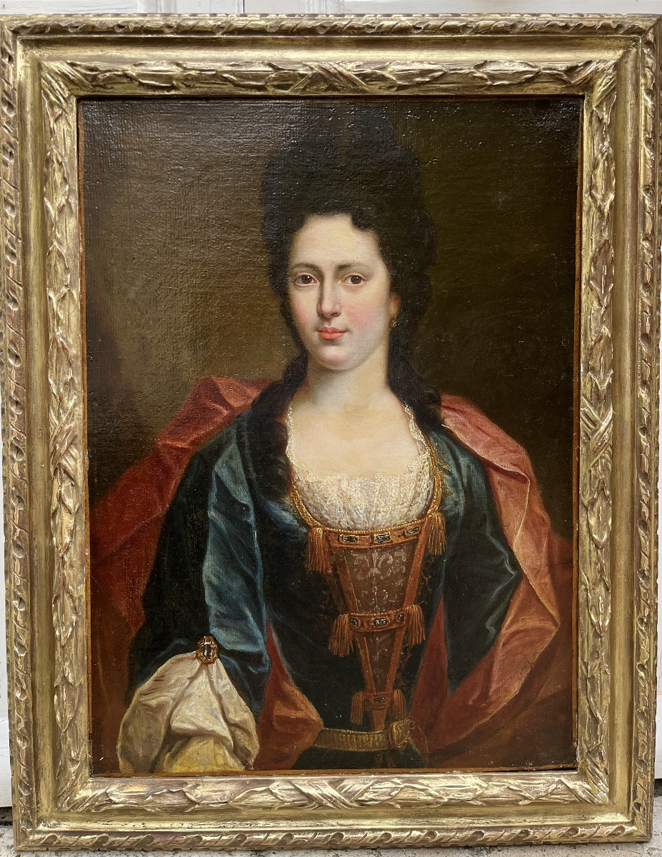 Portrait Of A Lady In An Embroidered Dress With Tassels, Italian School, Circa 1700-photo-1