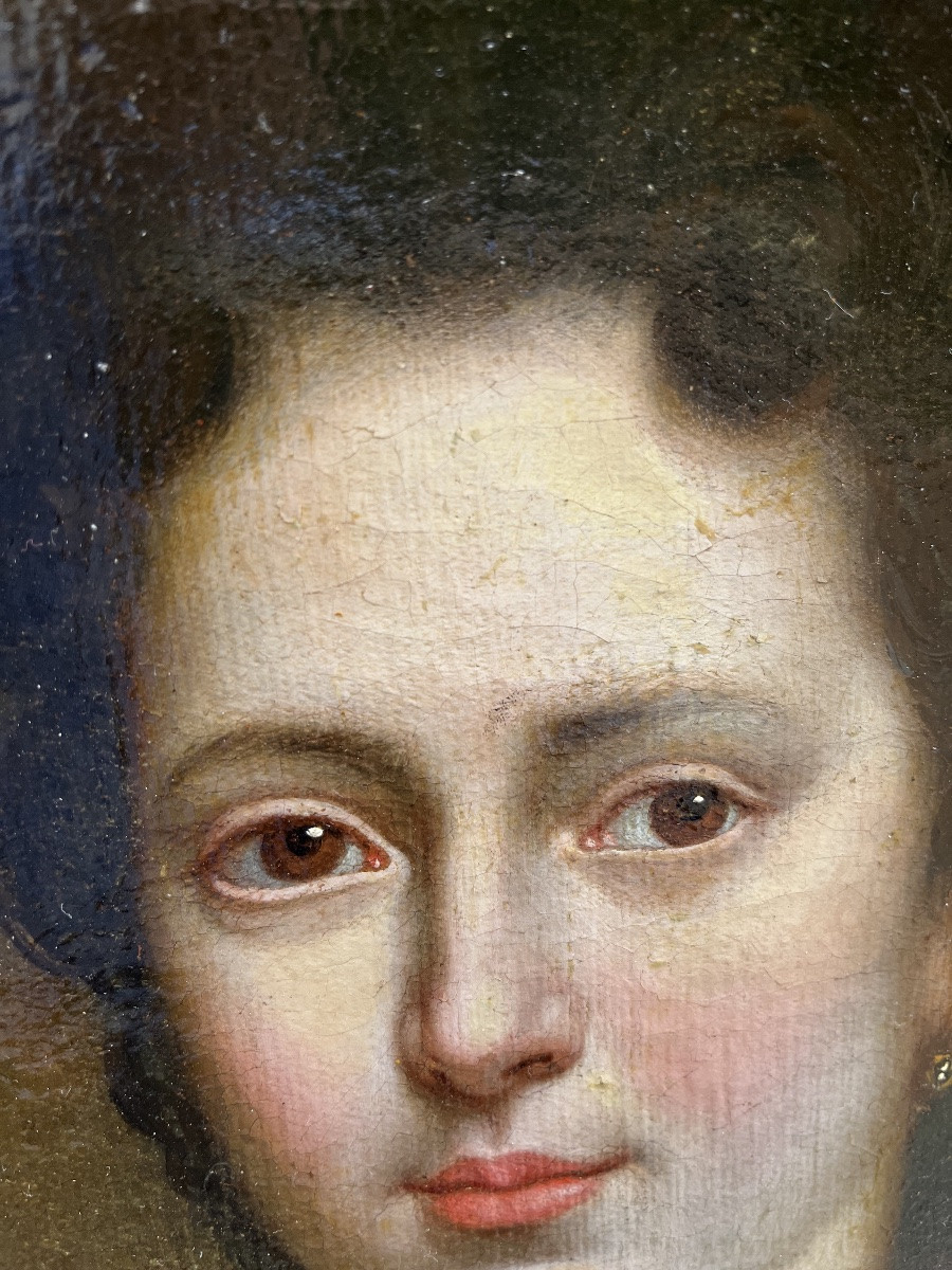 Portrait Of A Lady In An Embroidered Dress With Tassels, Italian School, Circa 1700-photo-3