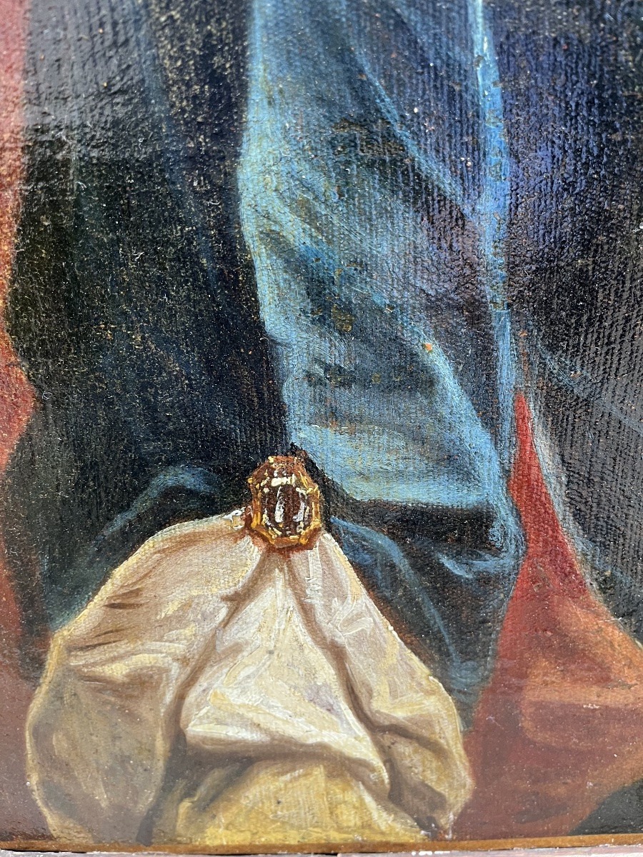 Portrait Of A Lady In An Embroidered Dress With Tassels, Italian School, Circa 1700-photo-5