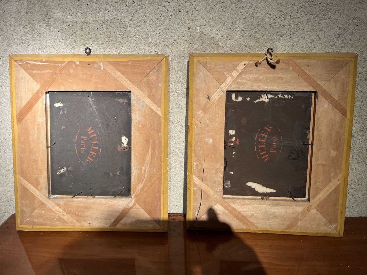 Scènes galantes - deux huiles sur panneau XIXe-photo-5