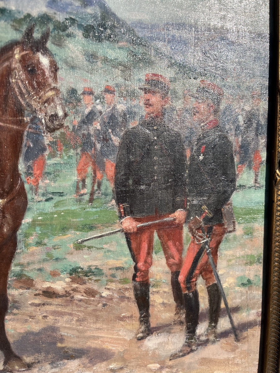 Oil On Canvas, Soldier On His Horse - Emile Chepfer-photo-2