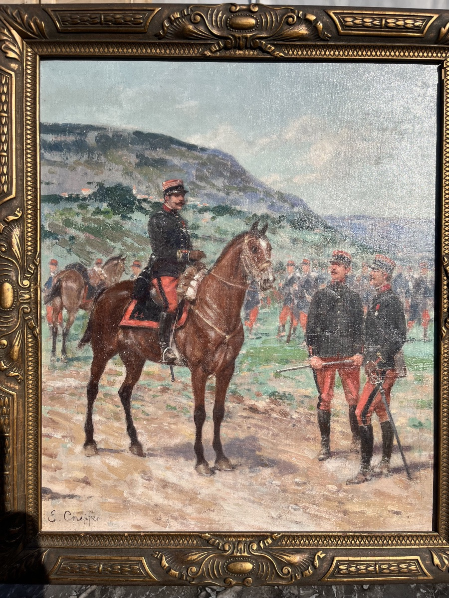 Oil On Canvas, Soldier On His Horse - Emile Chepfer-photo-4