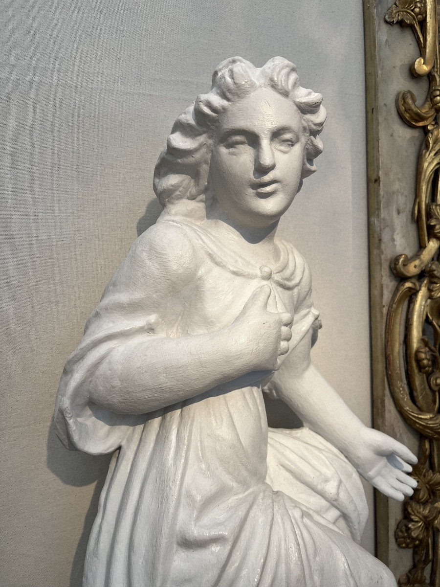 Paire d’anges en bois laqué XVIIe-photo-2