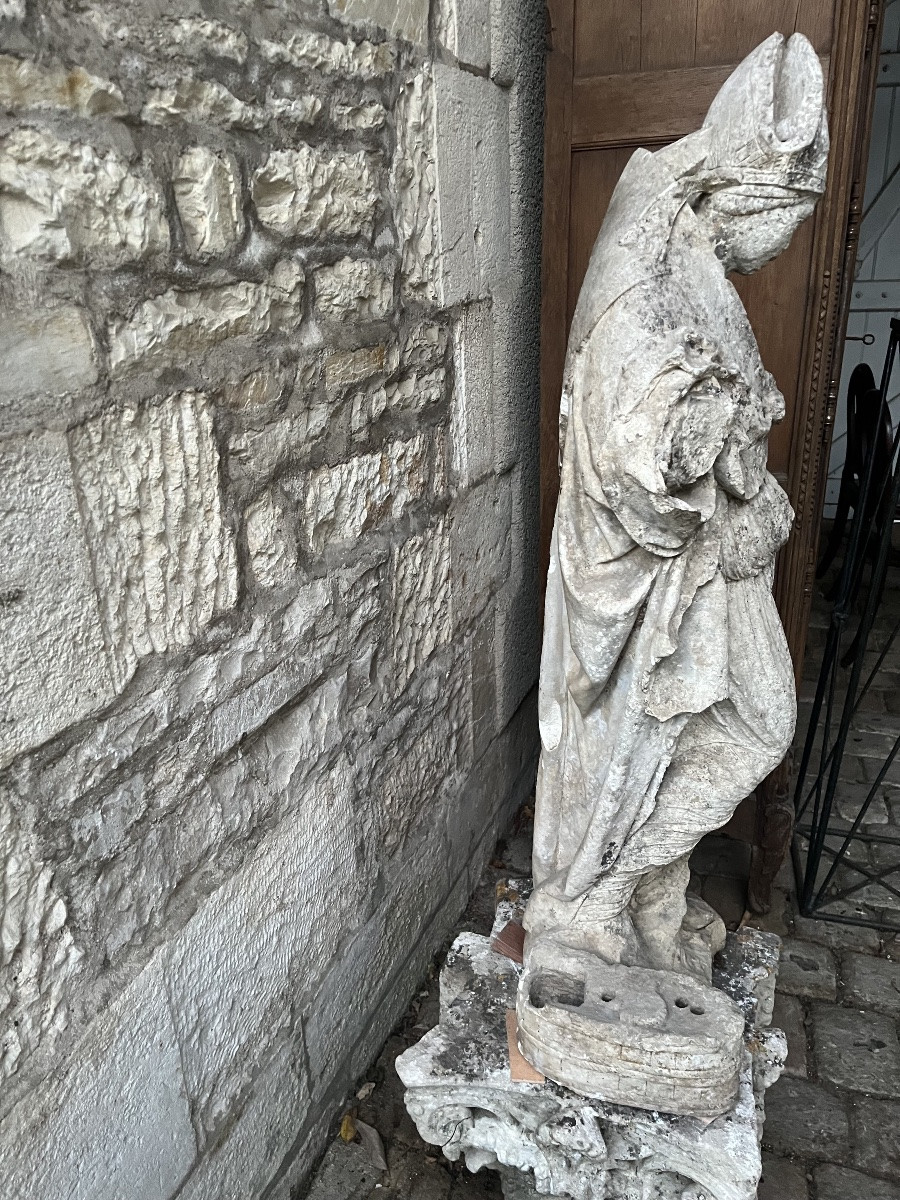 Stone Sculpture Of A Bishop - 16th Century -photo-2
