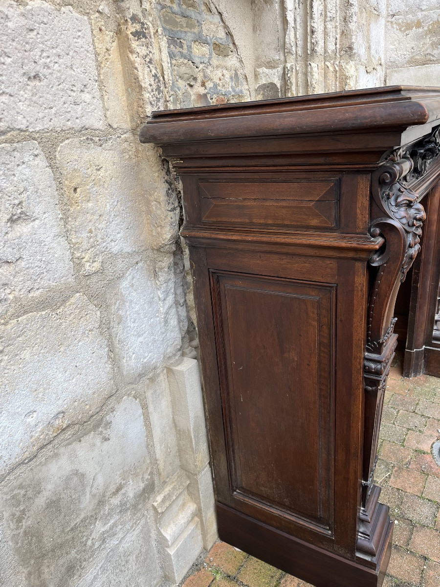 Importante cheminée en noyer vers 1890-photo-2