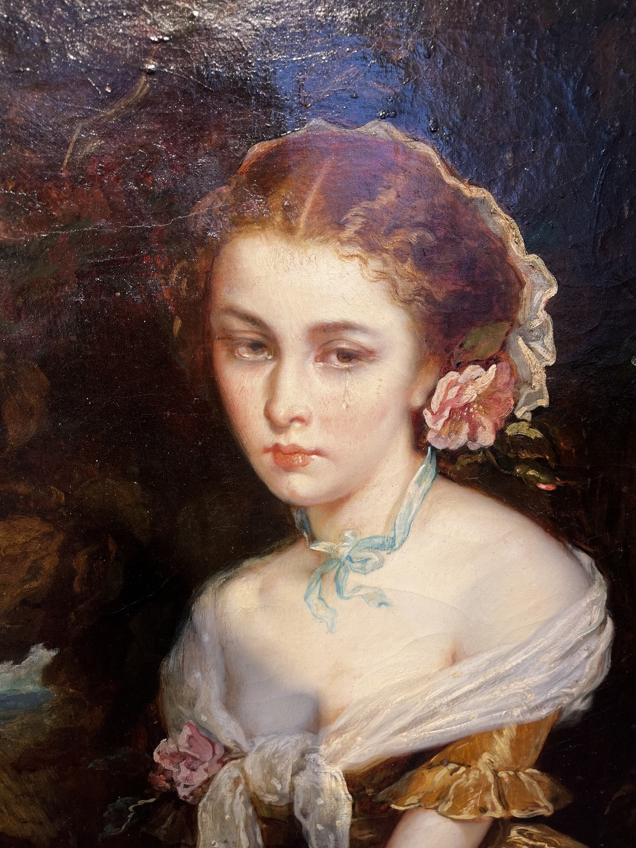 Oil On Canvas - Femme En Pied Au Pot à Eau Xlxe-photo-2